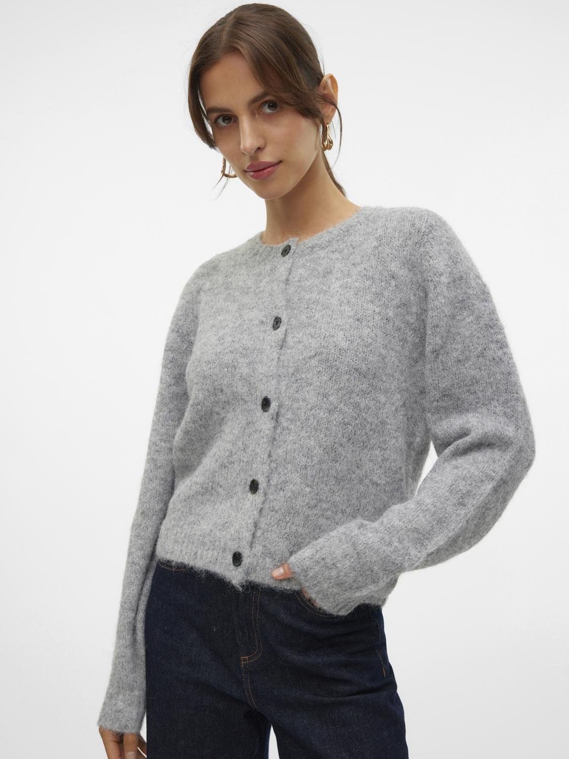 VMNOVAH Knit Cardigan - Medium Grey Melange - VERO MODA & VILA Bergvik